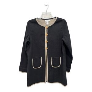 Soft Surroundings‎ Jacket Womens Large Black Tan Reversible Cotton Button Up